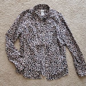 J. Crew Leopard Print Button Down Shirt